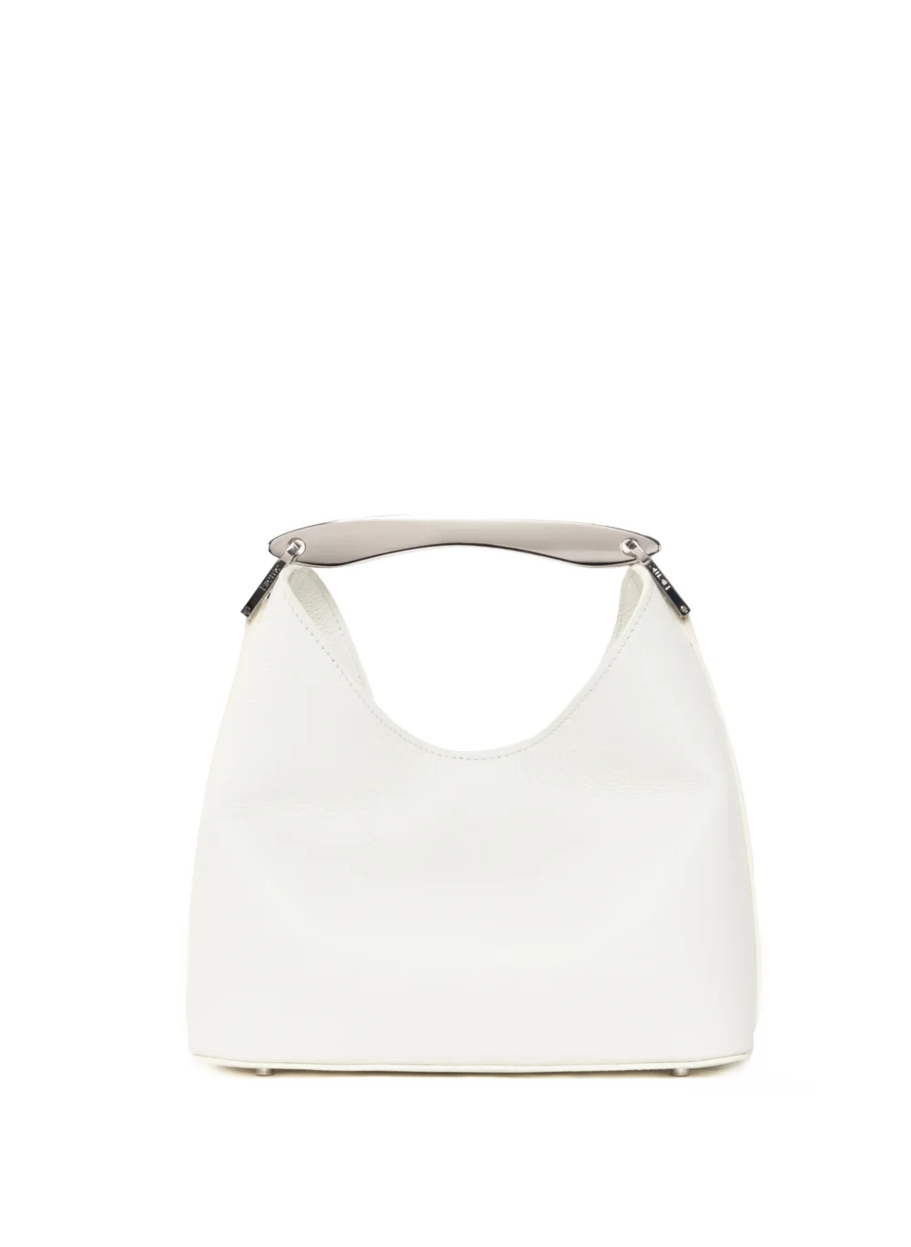 Small Boomerang Pebbled Leather White - Silver