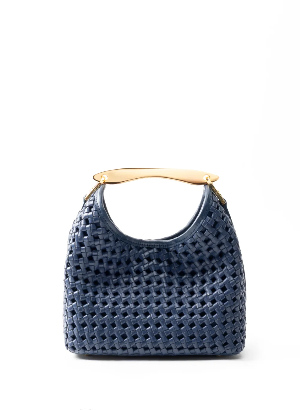 Small Boomerang Woven Leather Navy