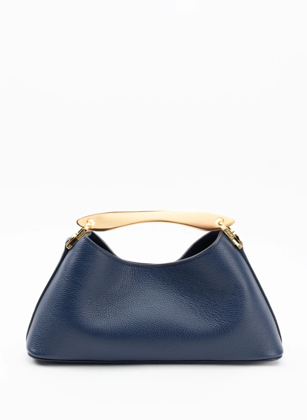 Mini Boomerang Pebbled Leather Navy