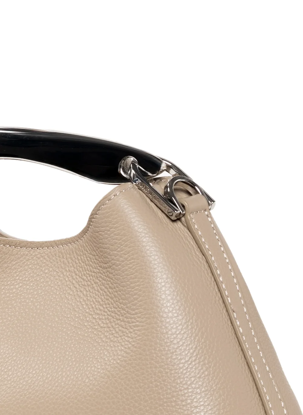 Mini Boomerang Pebbled Leather Taupe - Silver - 5