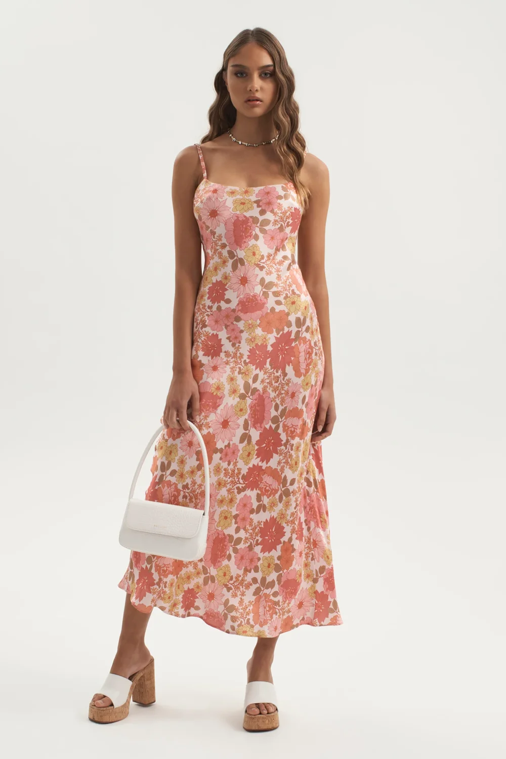 Percy Bias Midi Dress Pink Floral