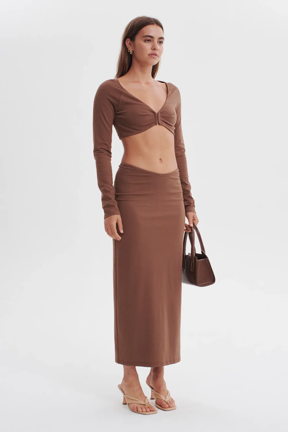 Heat Wave Midi Skirt Carob Brown
