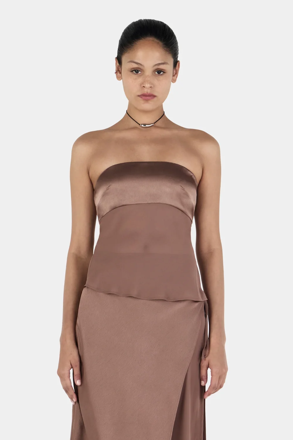 Patrice Strapless Top Brown
