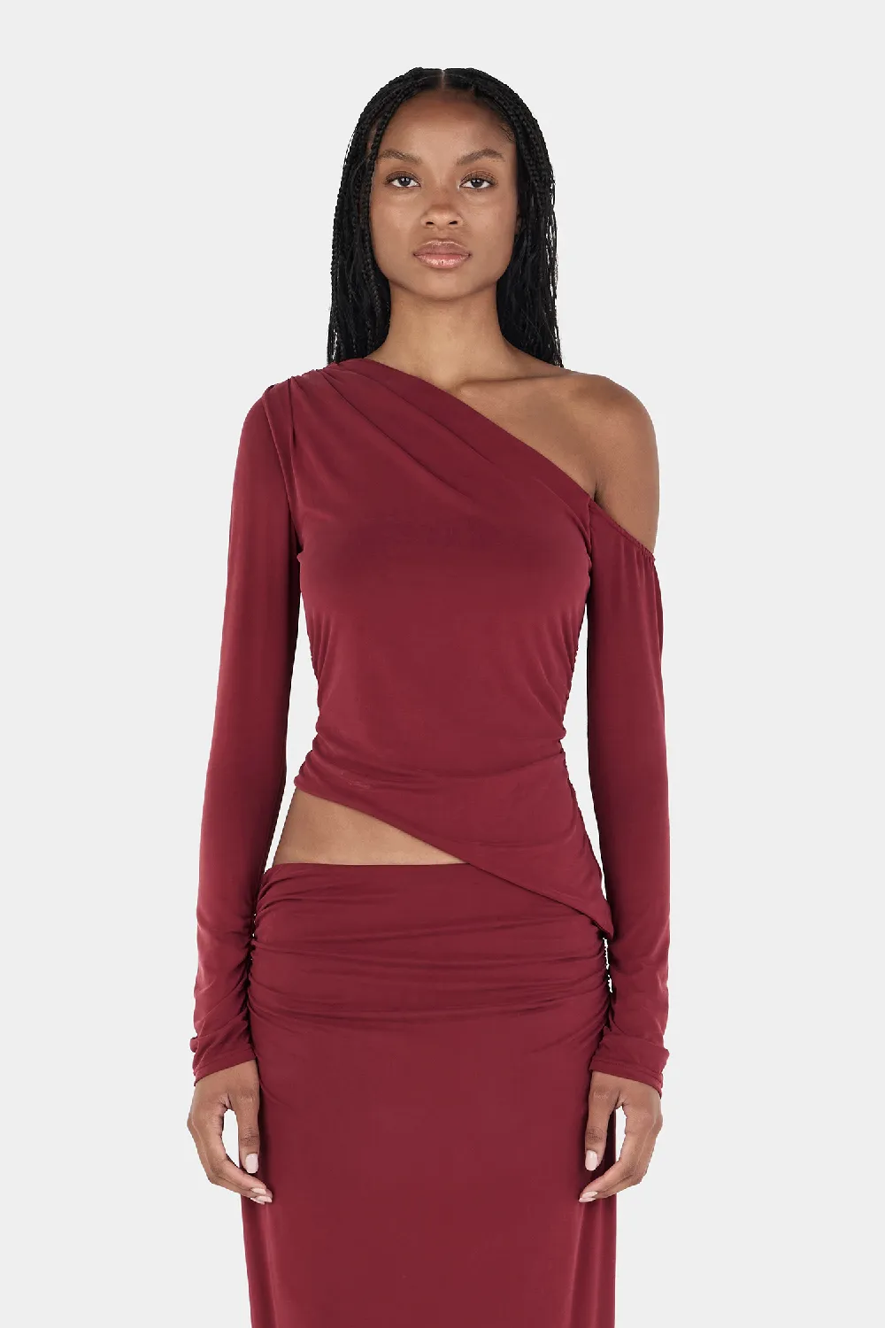 Pearla Long Sleeve Top Burgundy