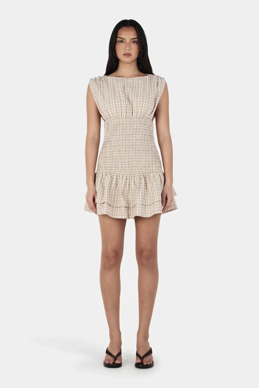 Nera Mini Dress Biege Tartan