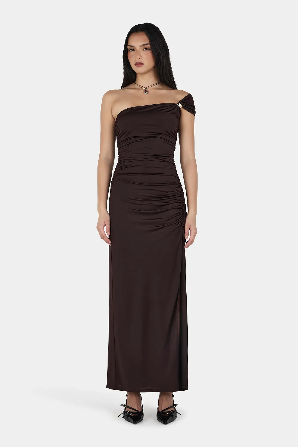 Rhea Midi Dress Chocolate