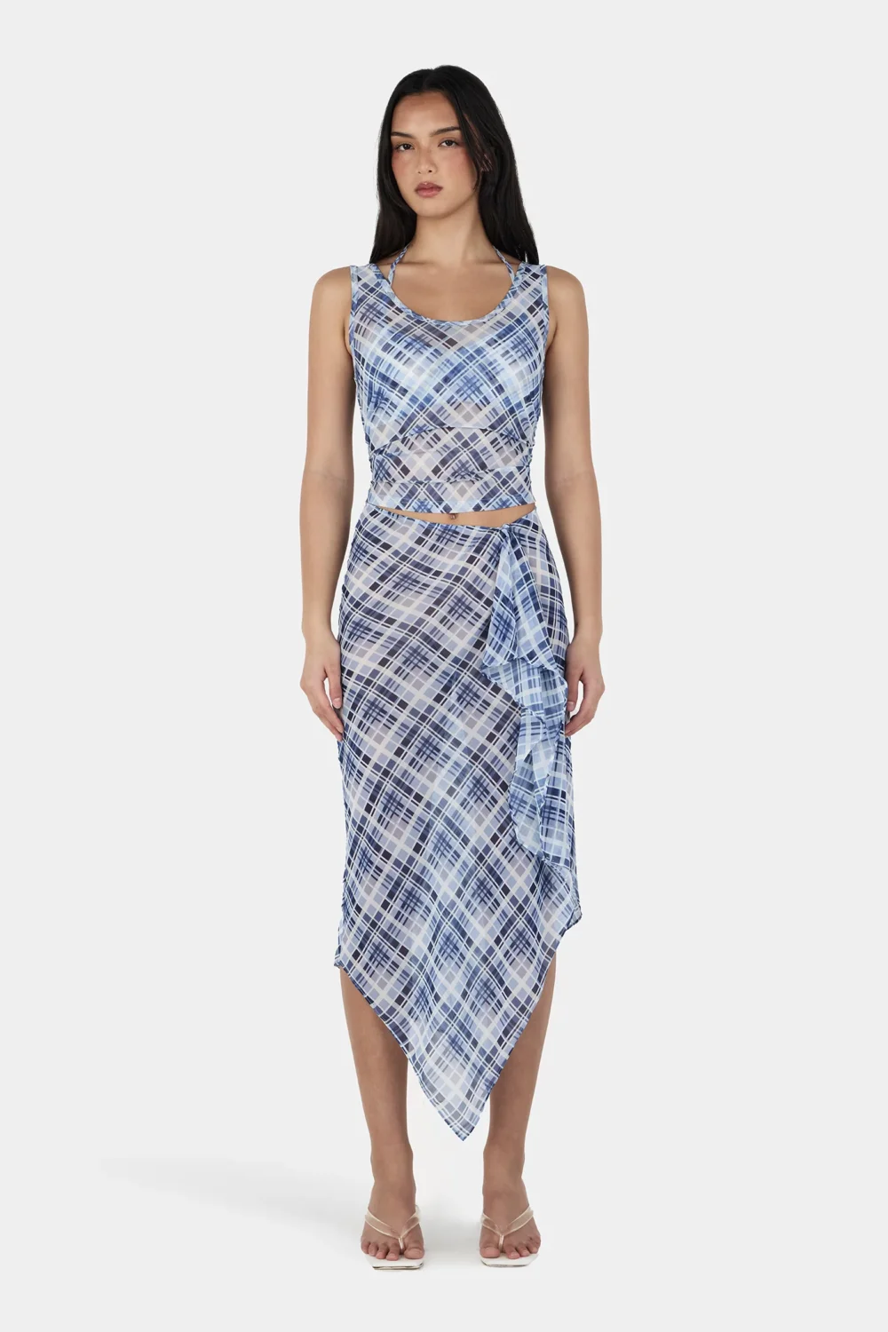 London Wrap Skirt Sky Plaid