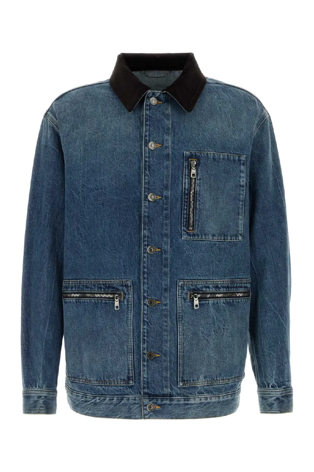 Dolce & Gabbana Colour-Block Cotton Denim Jacket — Blue