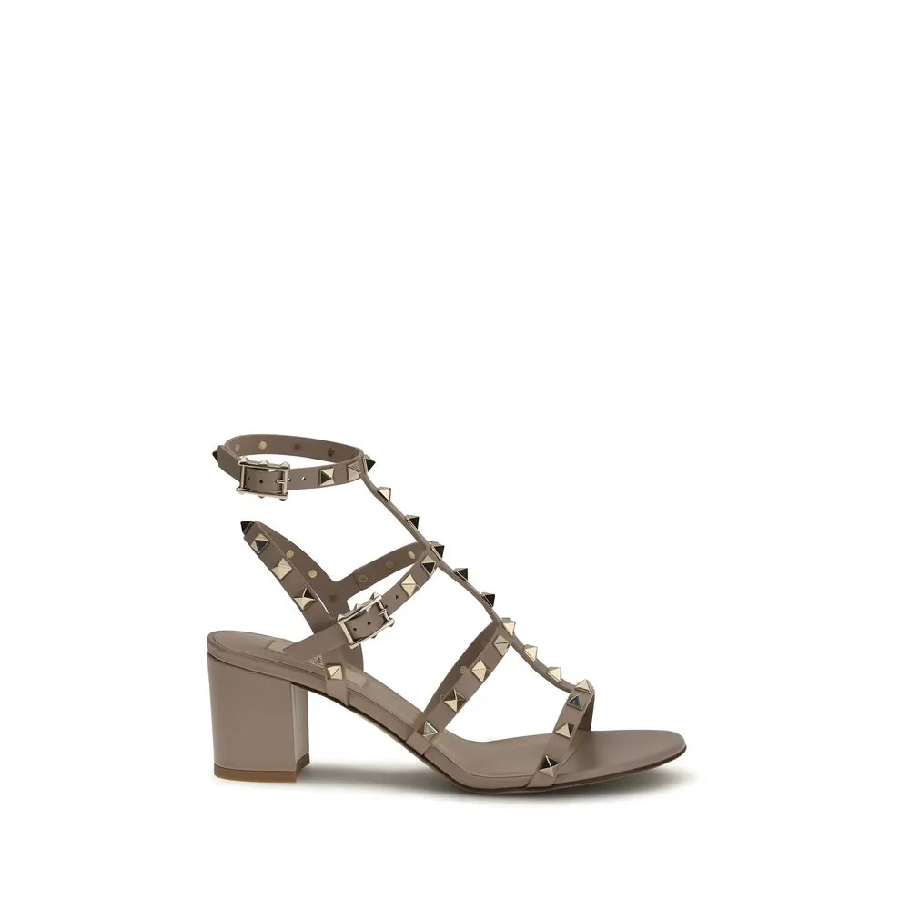 Valentino Garavani Rockstud Heel Sandal — Beige