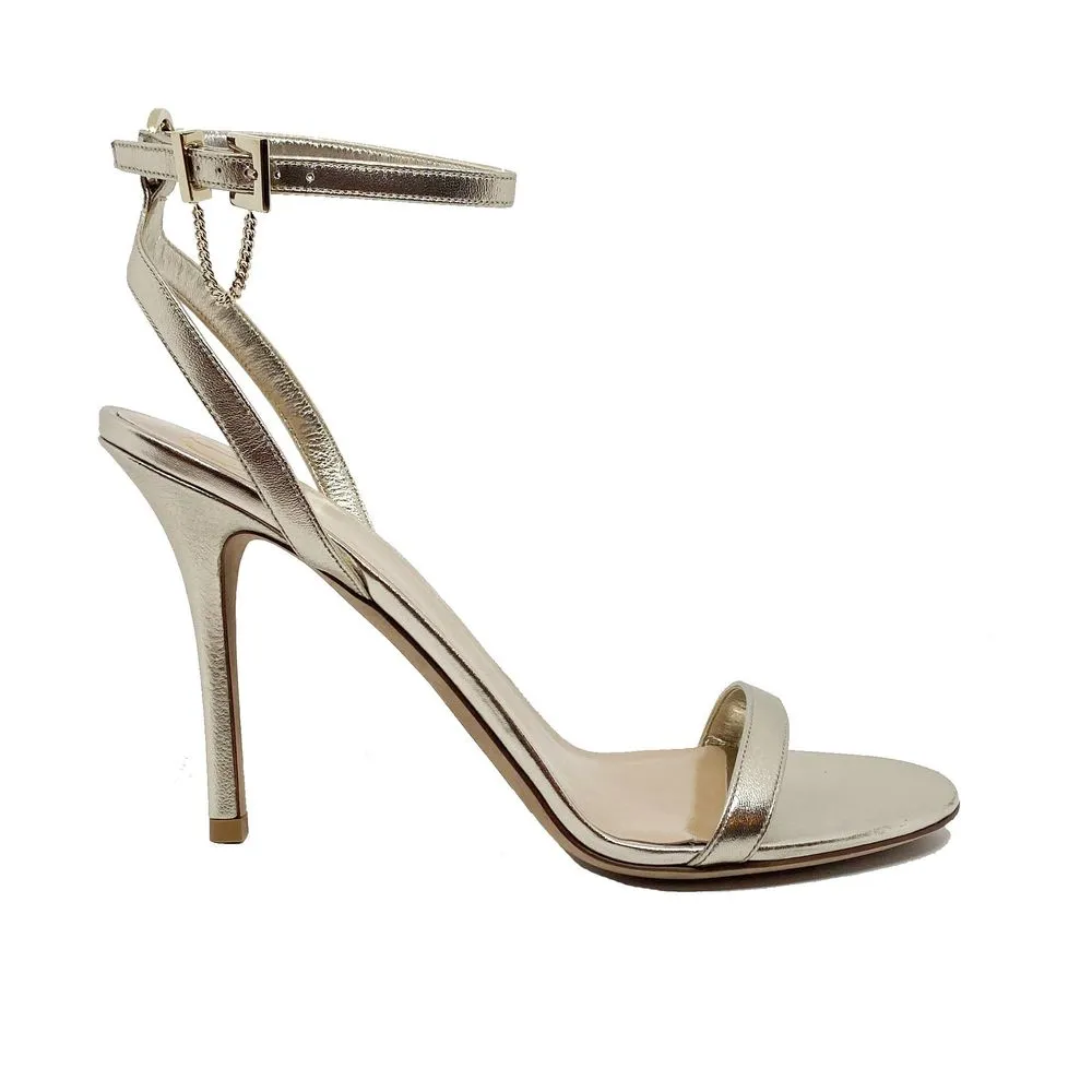 Valentino Garavani Leather Stiletto Heel Sandal — Gold
