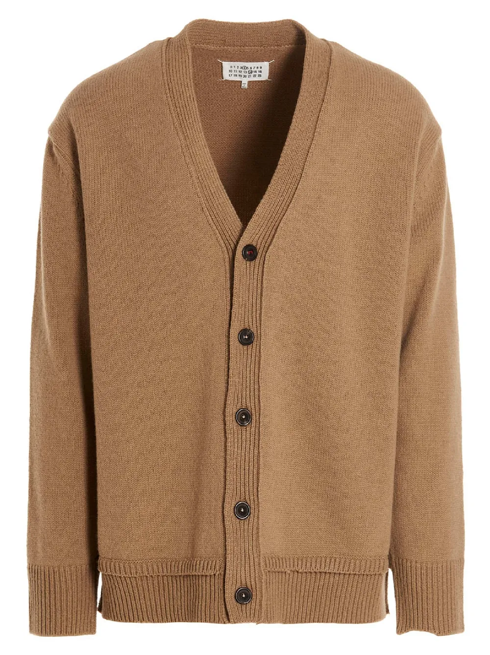 Maison Margiela Wool-Linen-Cotton Blend Cardigan — Beige