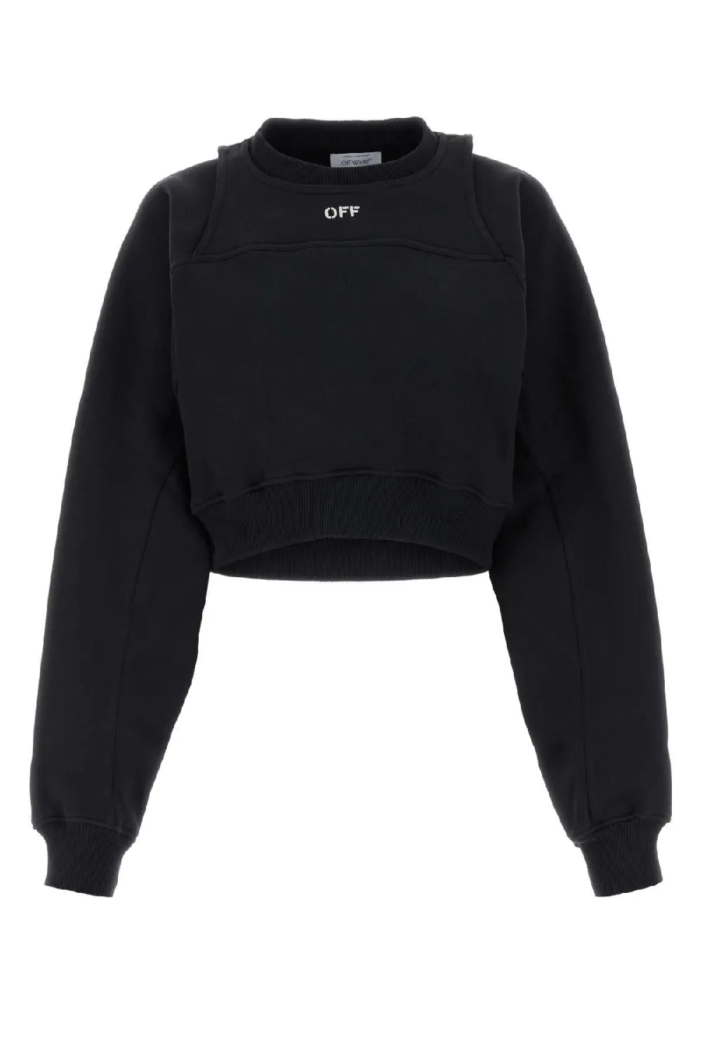 Off-White Logo-Embroidered Cotton Sweatshirt — Black