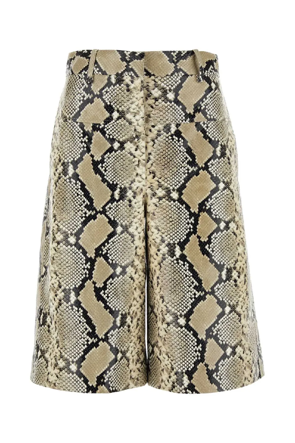 Jil Sander Python-Print Leather Bermuda Shorts — Beige
