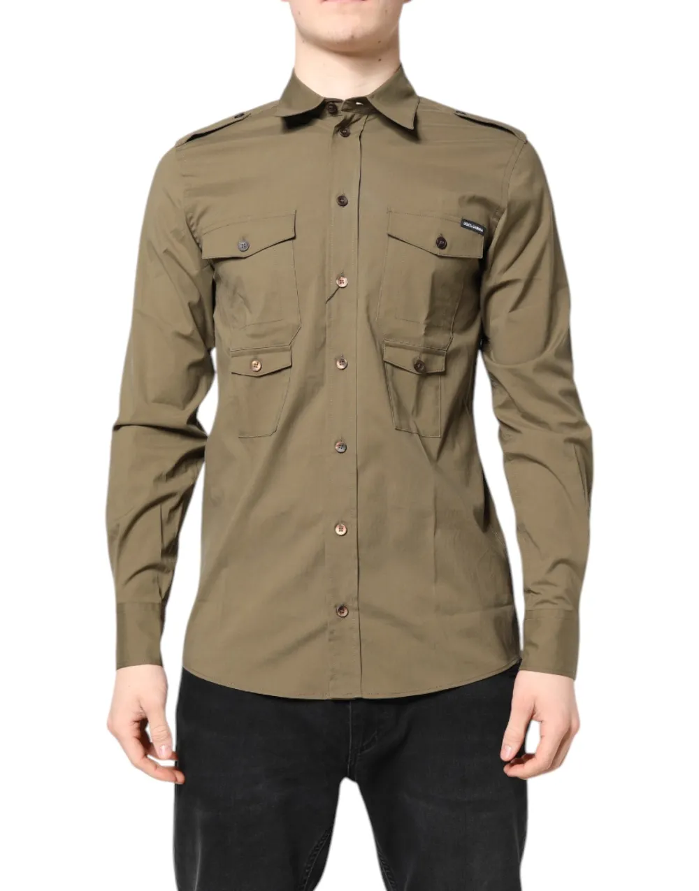 Dolce & Gabbana Cotton Stretch Shirt — Brown