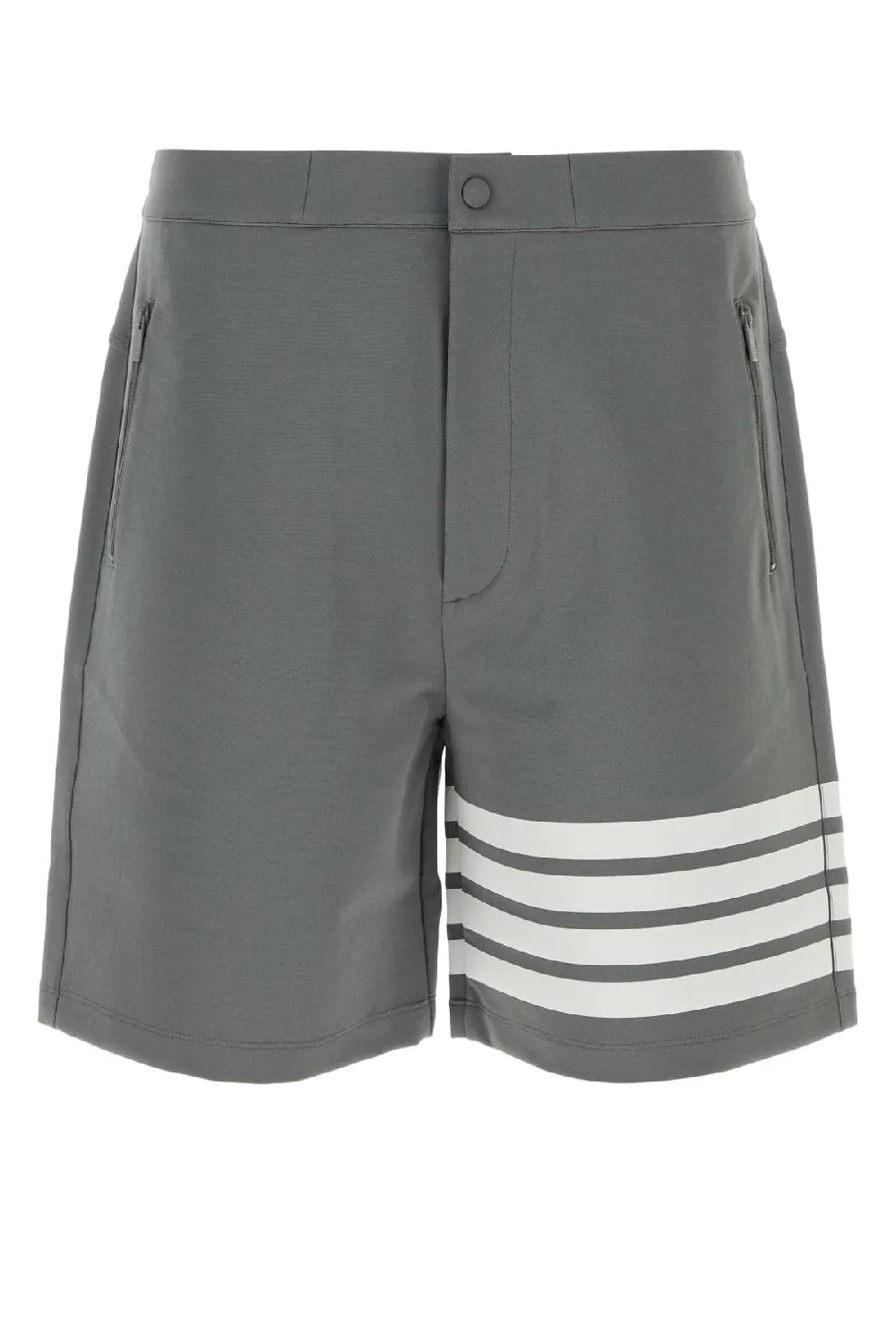 Thom Browne Striped Viscose Bermuda — Gray