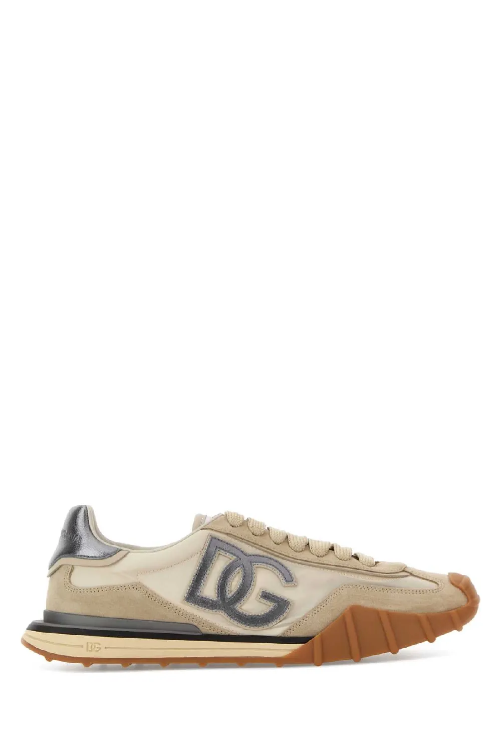 Dolce & Gabbana Logo Leather Colorblock Sneaker — Beige