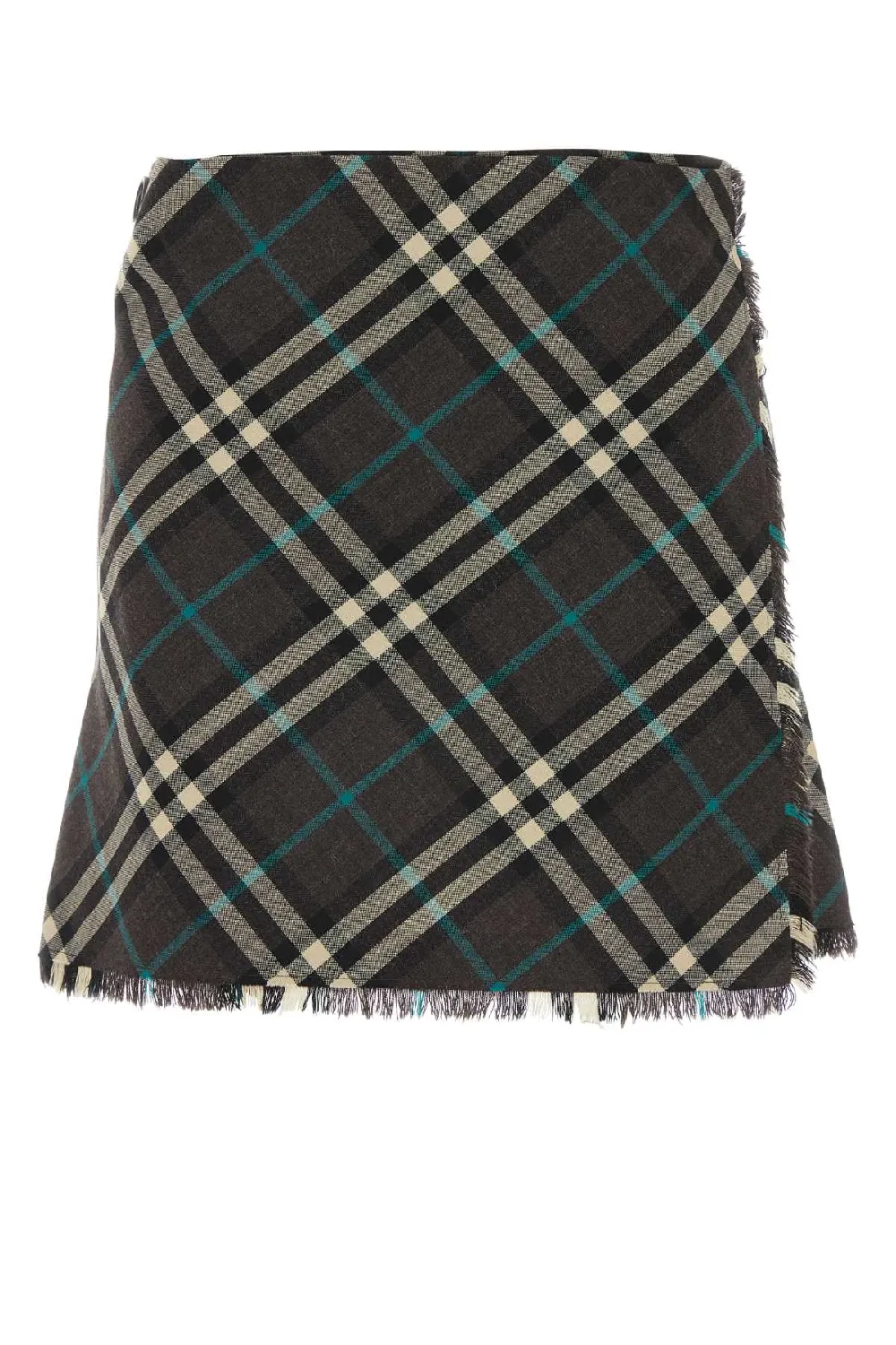 Burberry Check Wool-Blend Skirt — Black