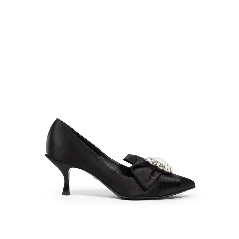 Dolce & Gabbana Satin Bow-Embellished Pump — Black