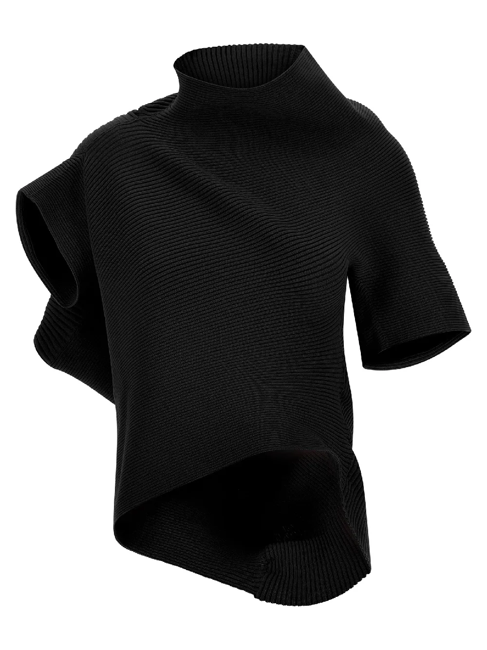 Issey Miyake Ribbed Knit Top — Black