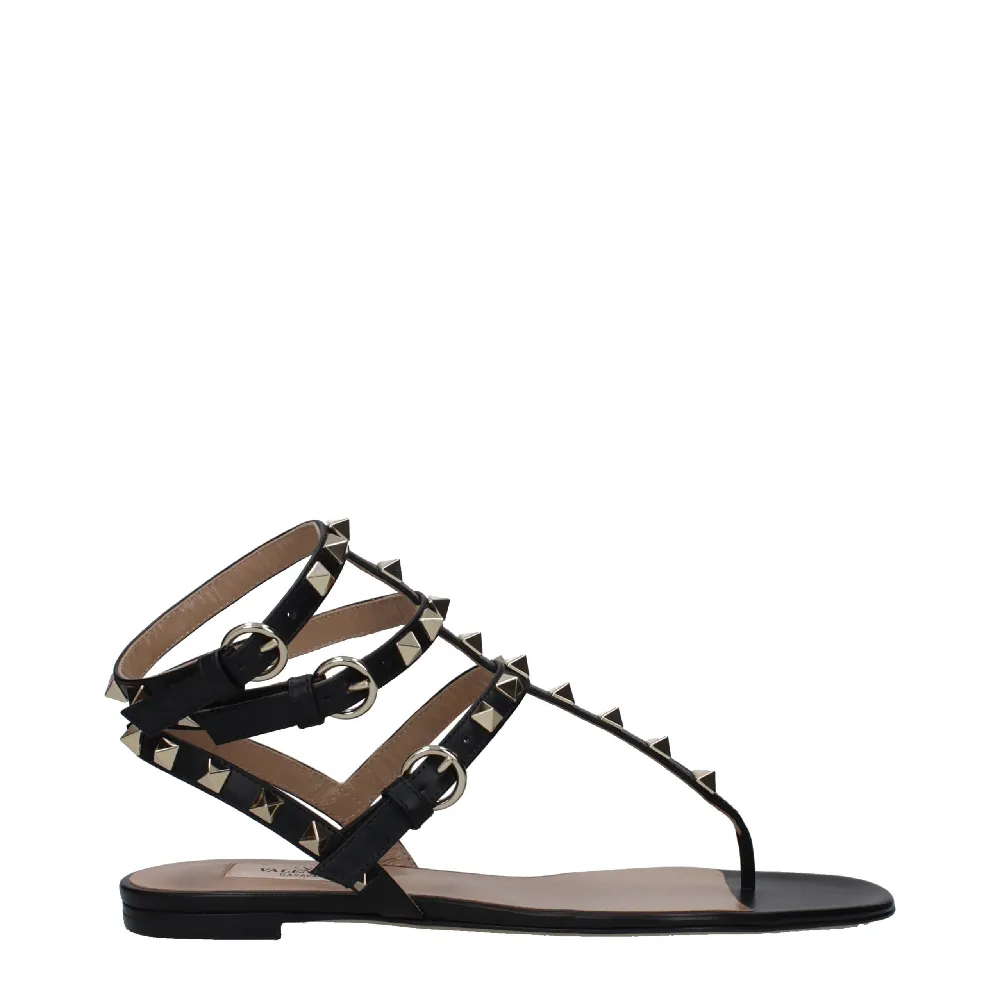 Valentino Garavani Studded Leather Sandal — Black