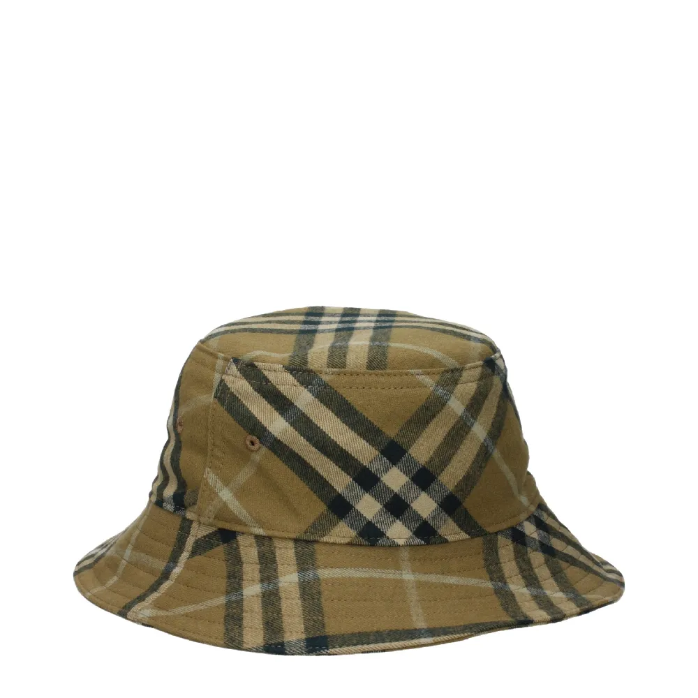 Burberry BU9459694993673BT Check-Patterned Cotton Bucket Hat — Beige