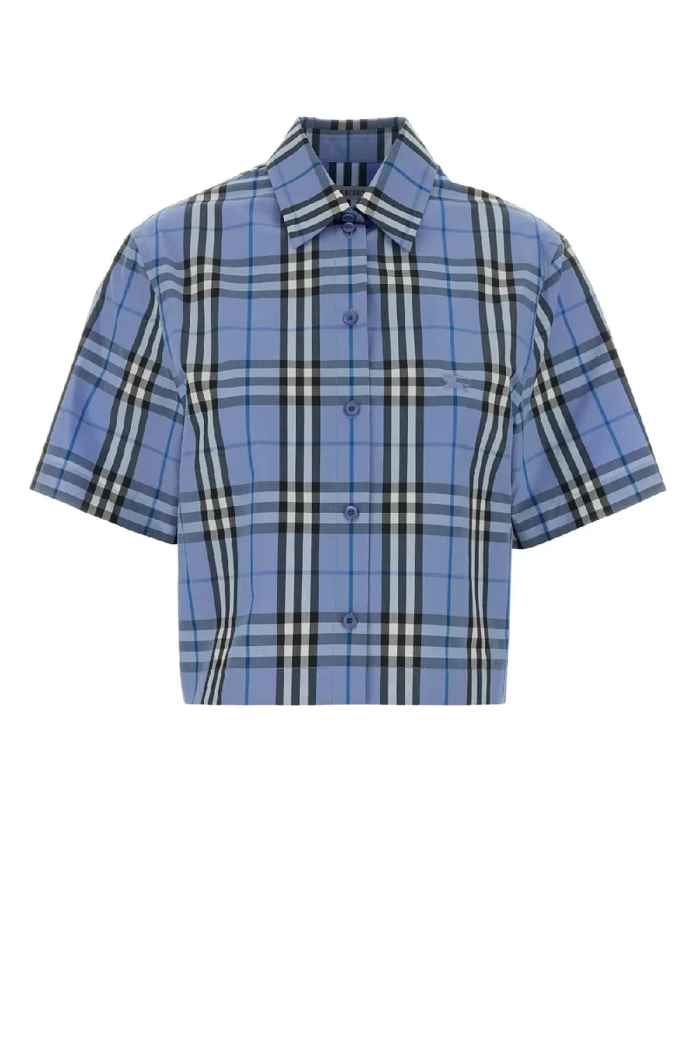 Burberry Checked Cotton Shirt — Blue