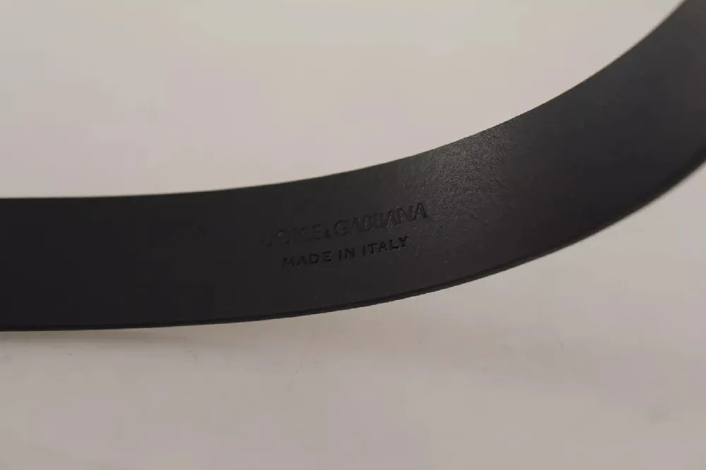 Dolce & Gabbana Calf Leather with Silver-Tone Buckle Belt — Black