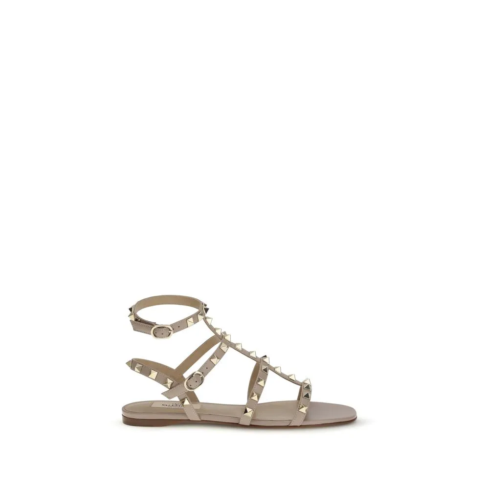 Valentino Garavani Rockstud Sandal — Beige