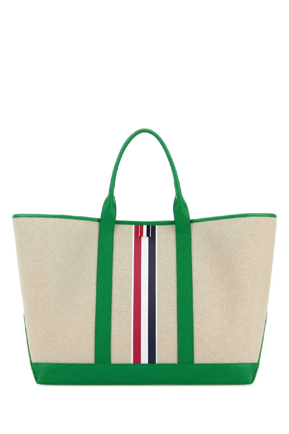 Thom Browne Canvas Colorblock Tote Bag — Green