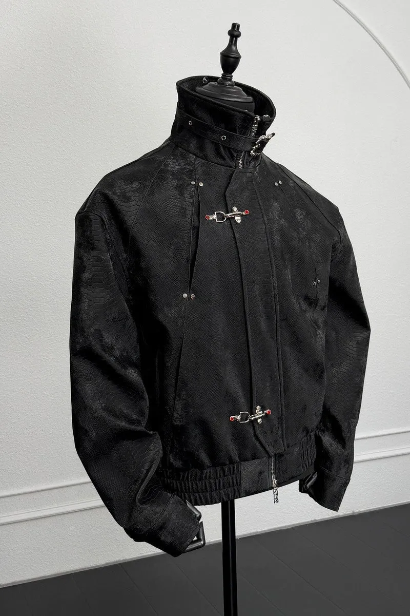 Snakeskin Panel Bomber Jacket