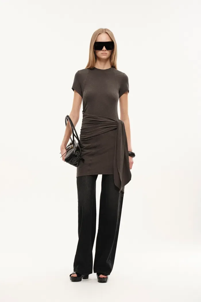 Vestige Tie Up Waist Dress in Cotton Knit - 3