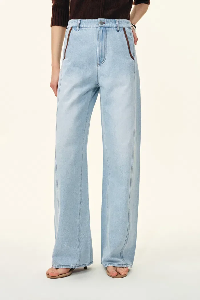 Luna Patchwork Soft Barrel Leg Jeans in Cotton Denim