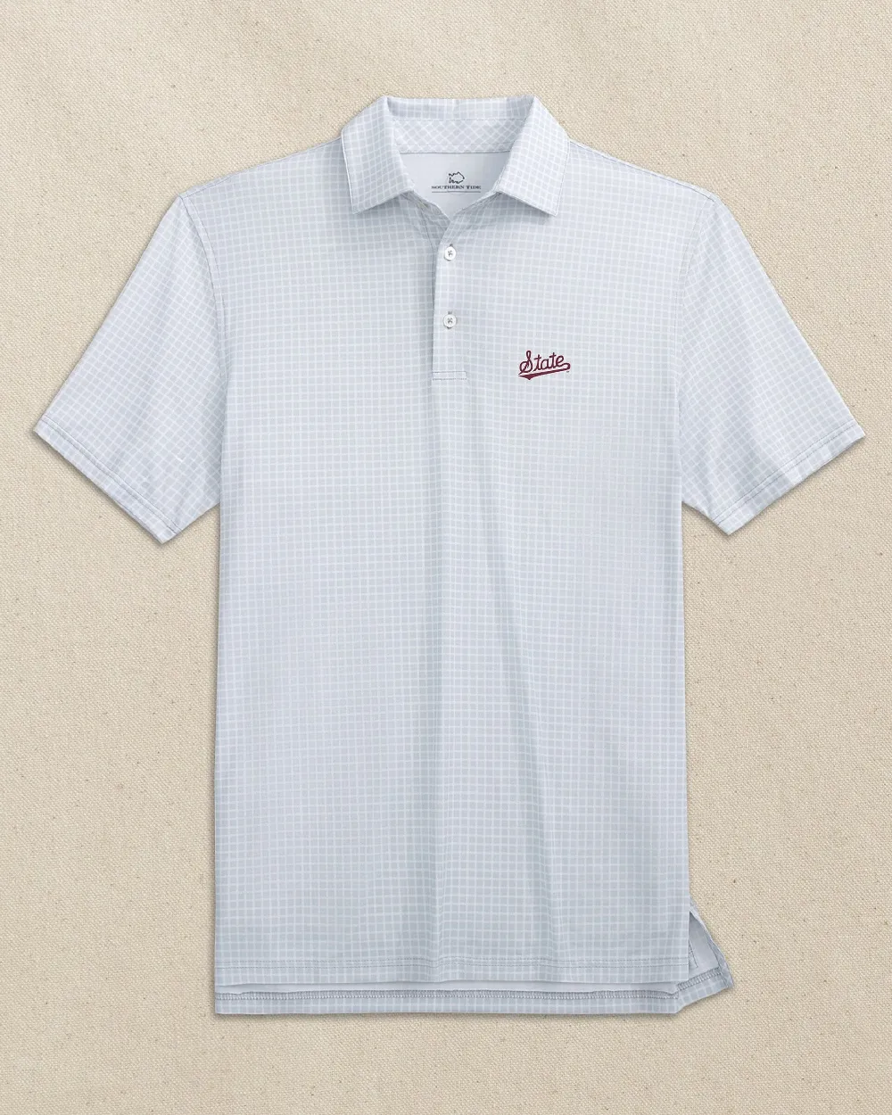 Mississippi State Script Driver Dunes Edge Plaid Polo
