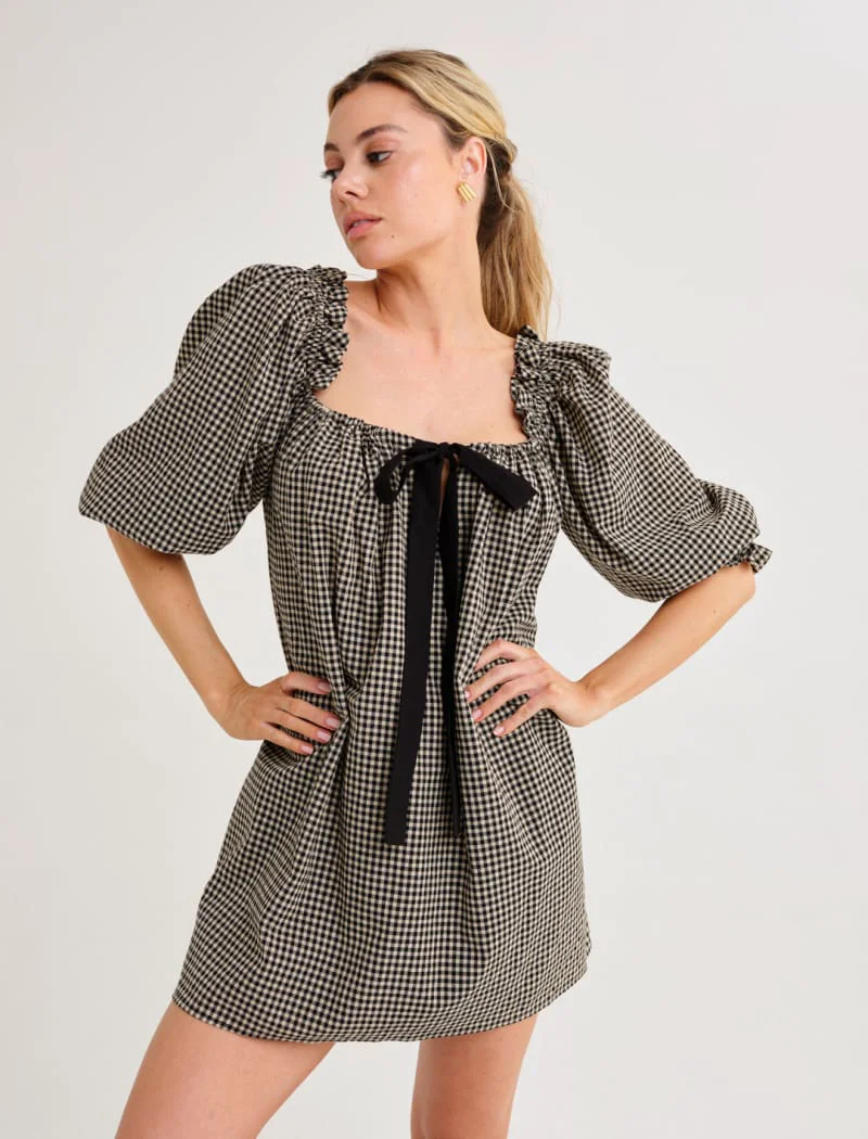 Darling Mini Dress | Black Gingham