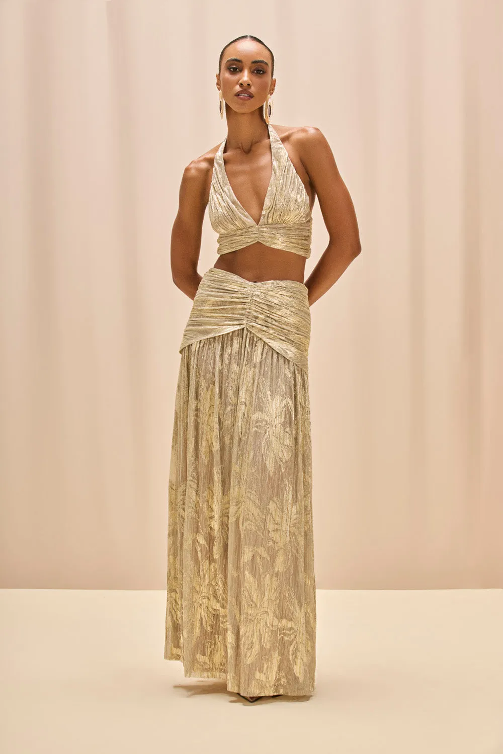 GOLDEN DUST LUREX MAXI SKIRT