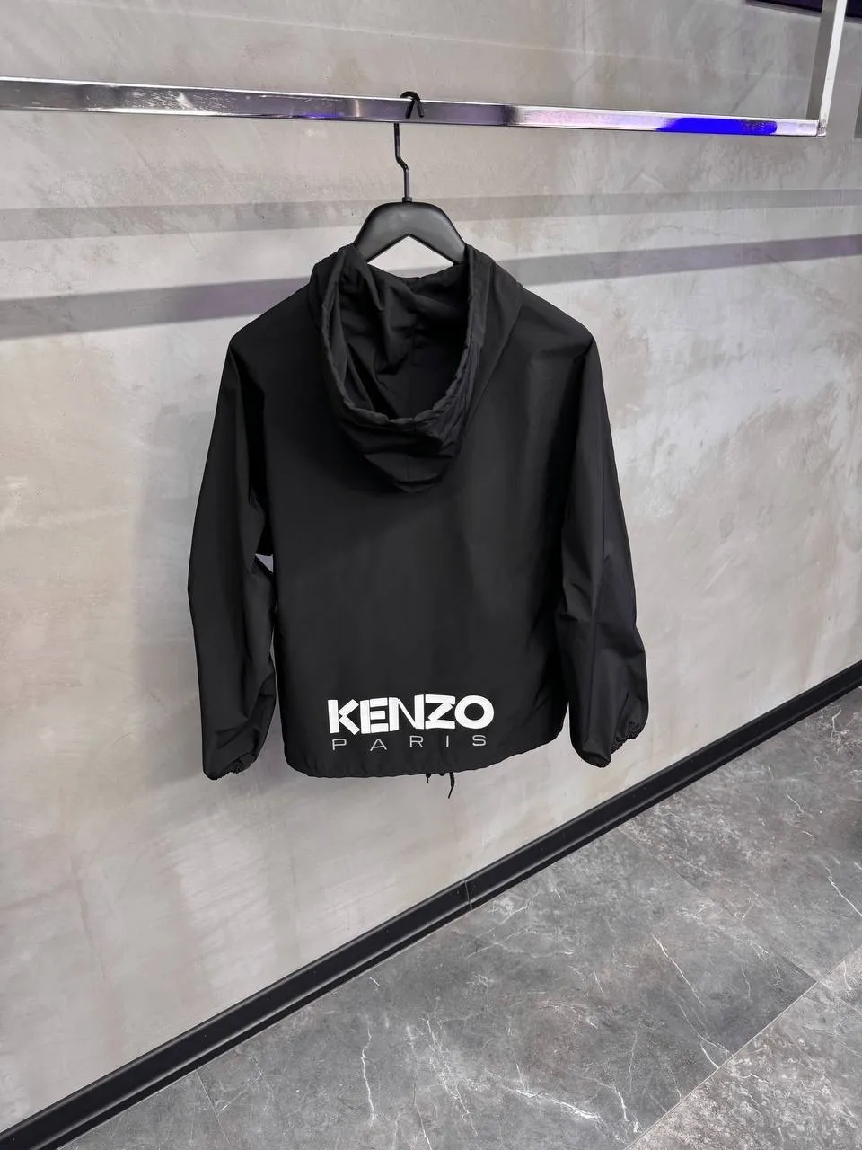 Black Kenzo bicolor windbreaker hooded jacket