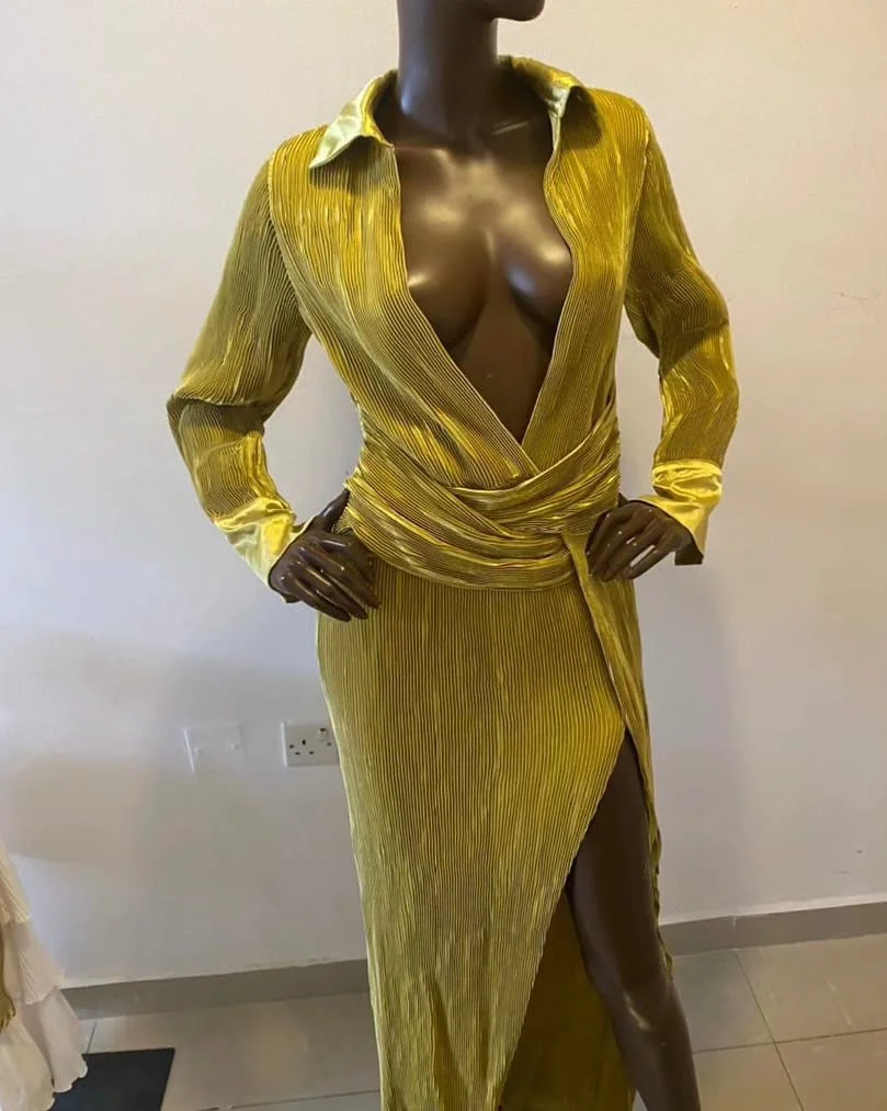 Misguided Gold dress S
