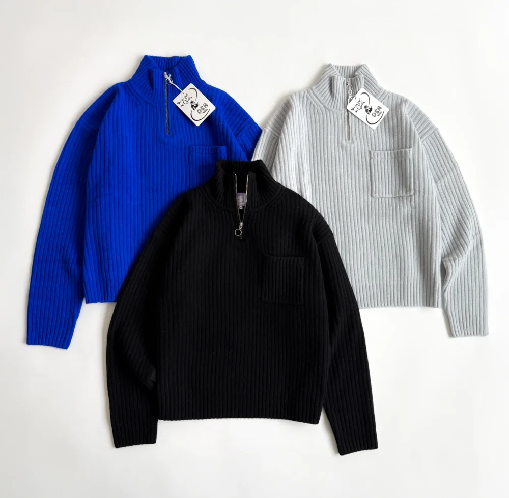 Wool Quarter Zip - Black - 4