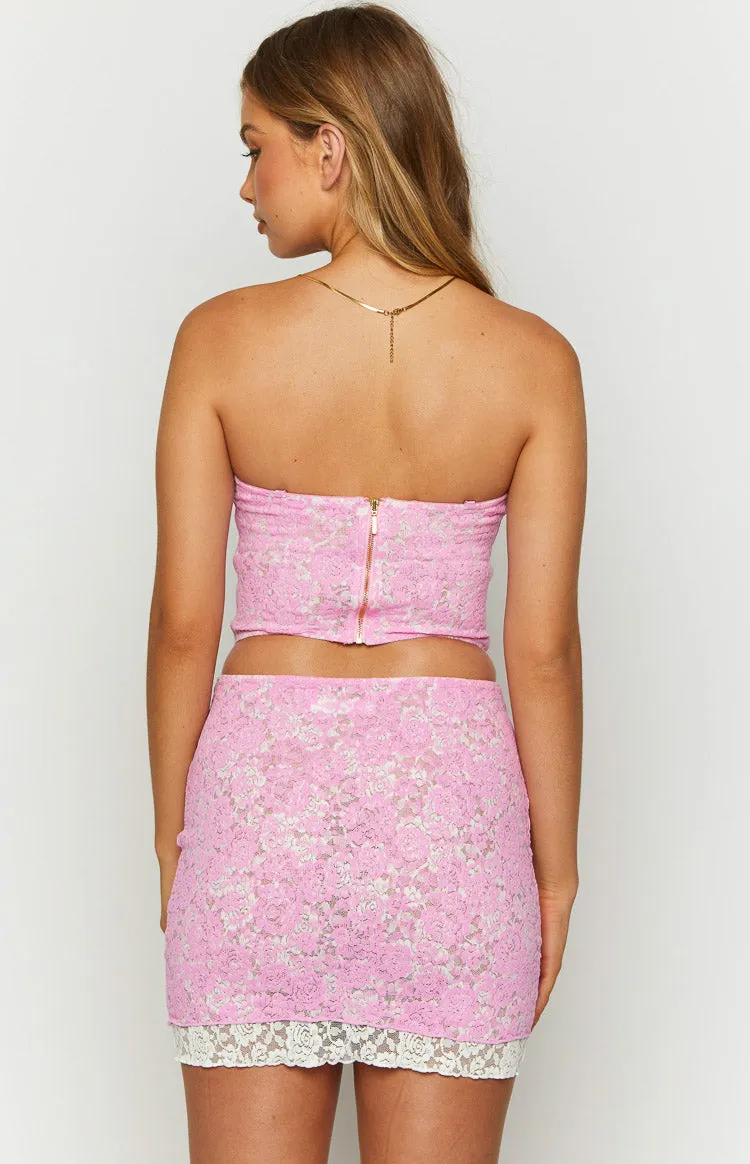 Jem Pink Lace Mini Skirt - 5