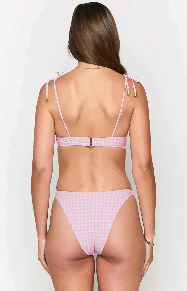9.0 Swim Bianca Pink Gingham Bikini Top - 5