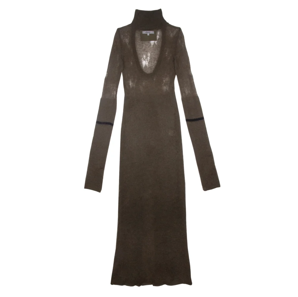 CUTOUT KNIT TURTLENECK DRESS - 2