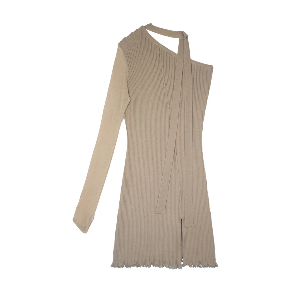 ONE SHOULDER OFF KNITTED DRESS - 2