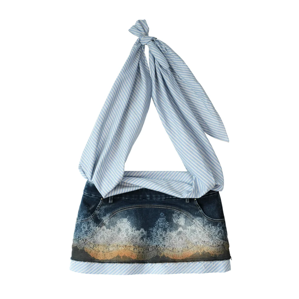 LASER LACE DENIM SKIRT - 2