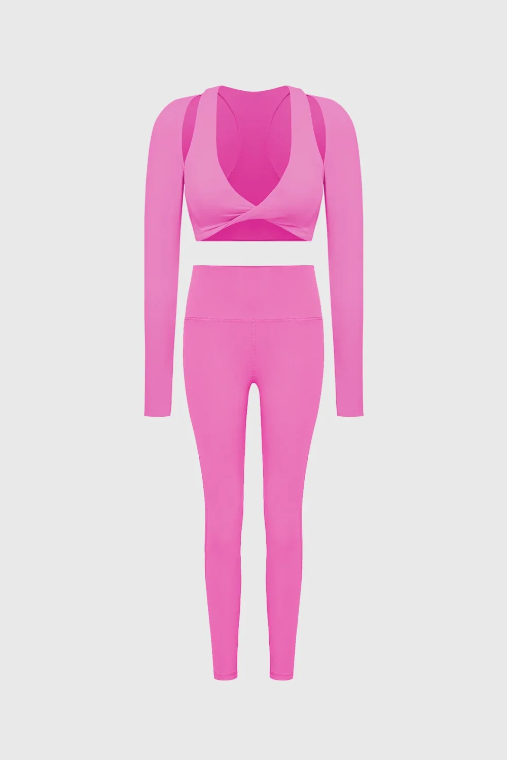 Twist-Front Shoulder Cut Crop Top & High-waist Training Legging
