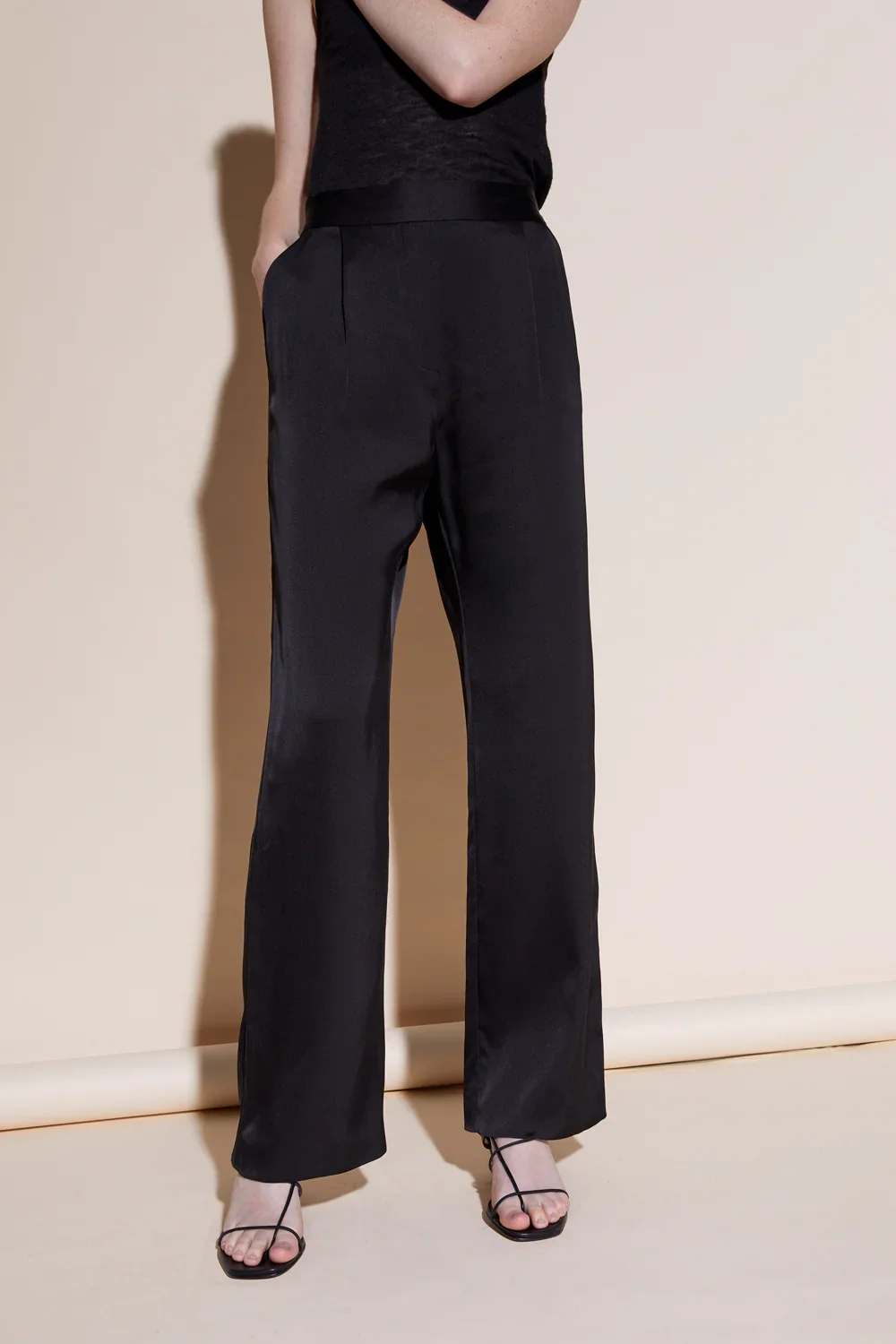 VINCENT PANT IN DOUBLE FACED SATIN SILK / BLACK