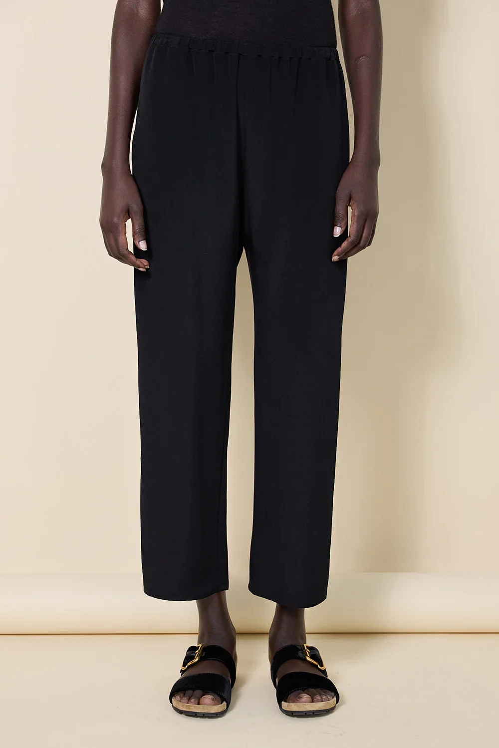 NORA PANT IN FLUID CREPE SILK / BLACK