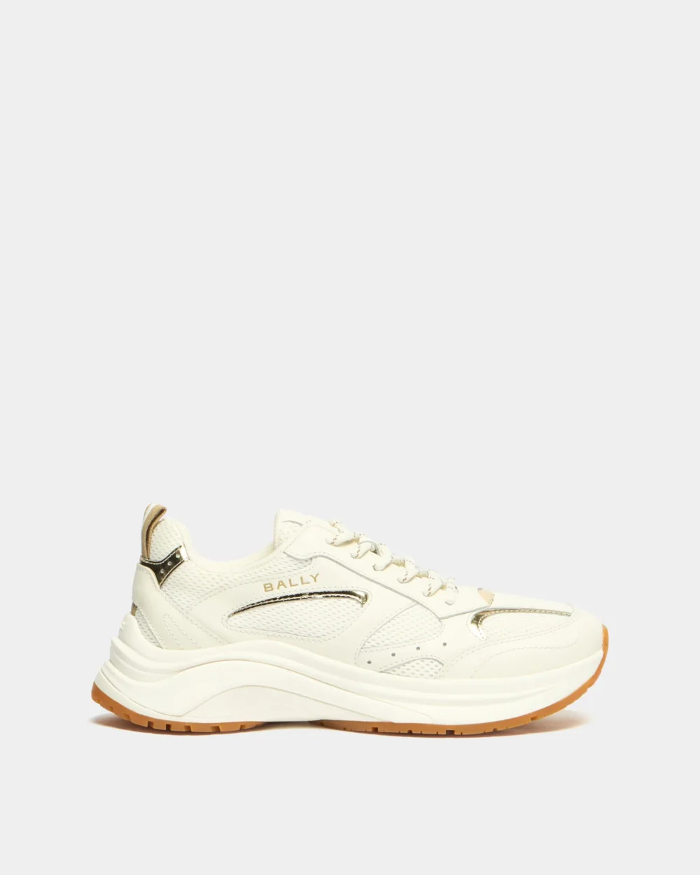 Woge Sneaker in Ivory and Gold Fabric