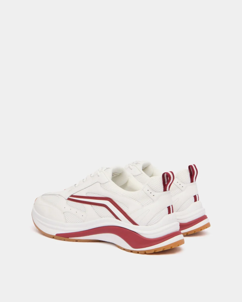 Woge Sneaker in White and Red Leather and Fabric - 4