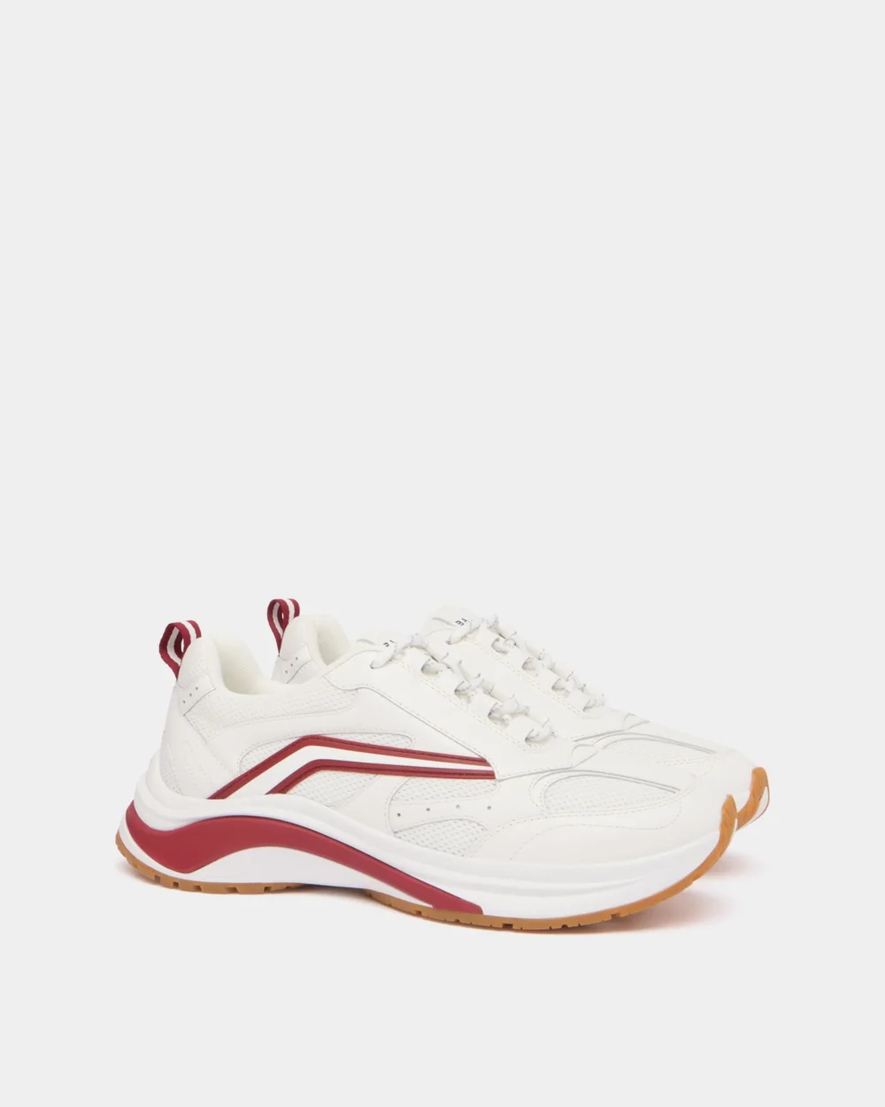 Woge Sneaker in White and Red Leather and Fabric - 3