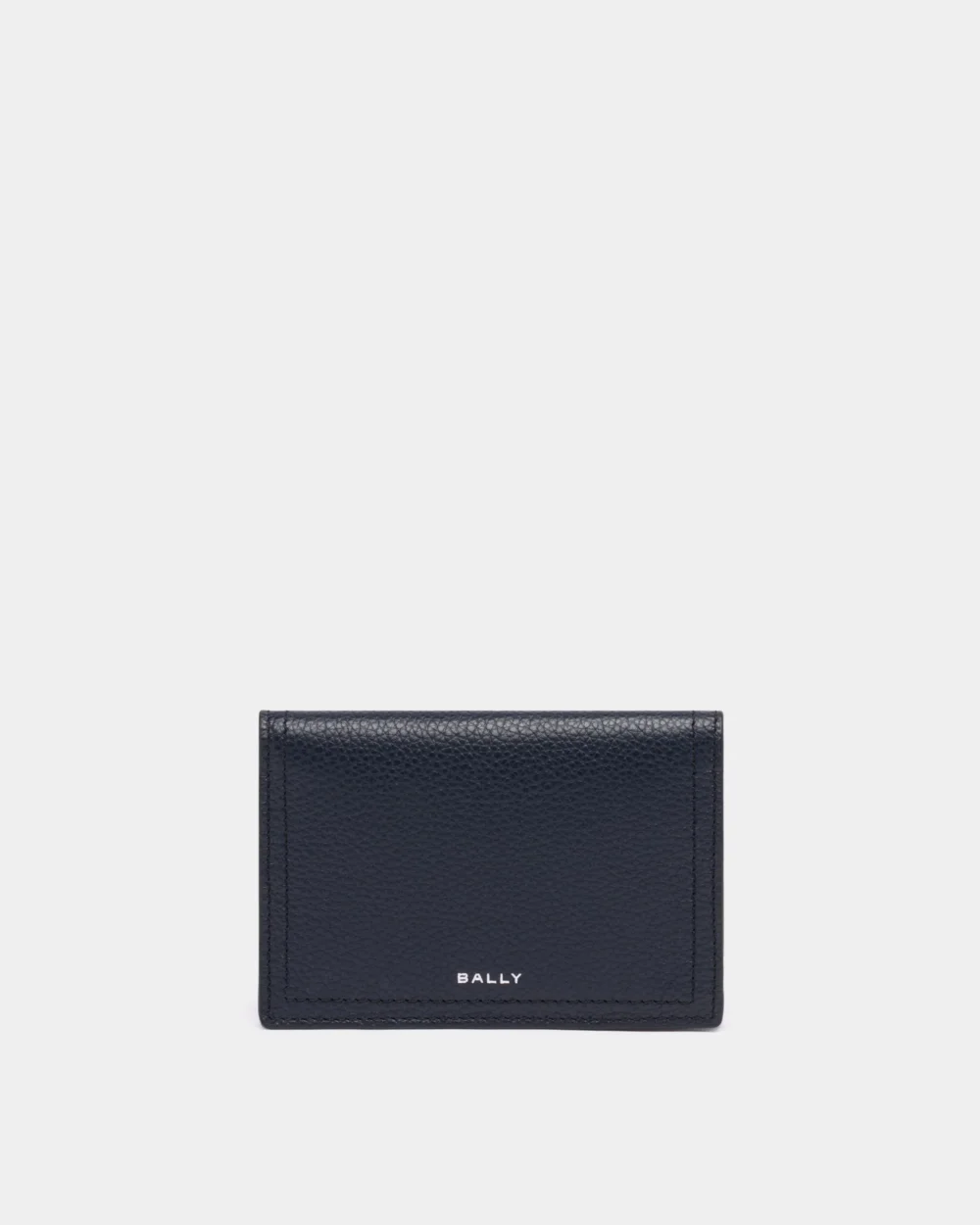 Capitol Card Holder in Navy Blue Grained Leather